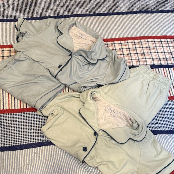 SweetHoney Mint Pajama Set with Charcoal Trim - Picture 1 of 5